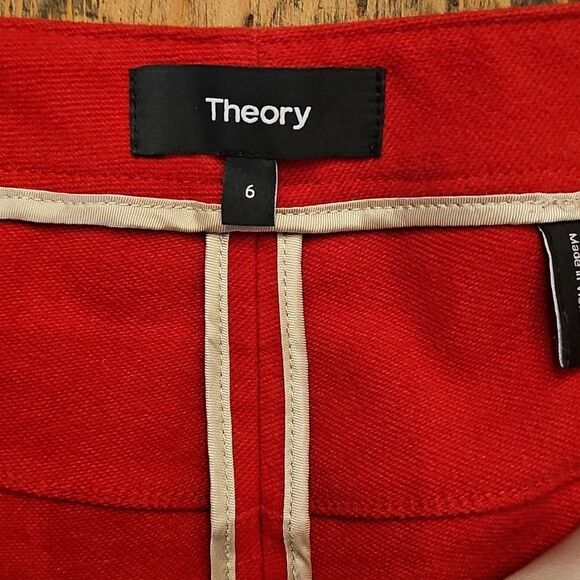 THEORY Crimson Red Cropped‎ Moleskin Twill Pant Size 6 - Picture 5 of 6